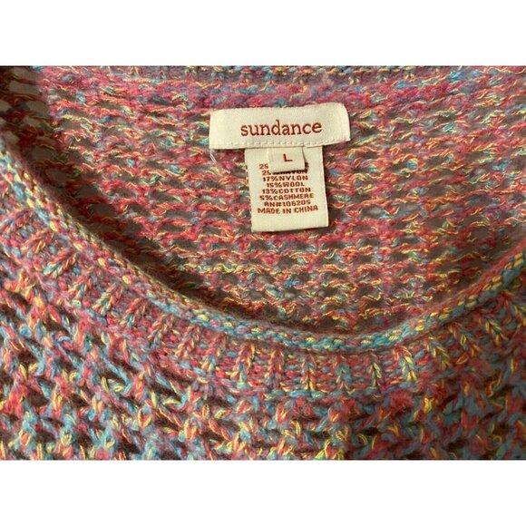 Sundance Sweater Large Open Weave Rainbow Cashmere Touch - Picture 3 of 6